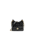 Chanel 23C Hobo Bag Shiny Calfskin Black Brushed  (Microchip)