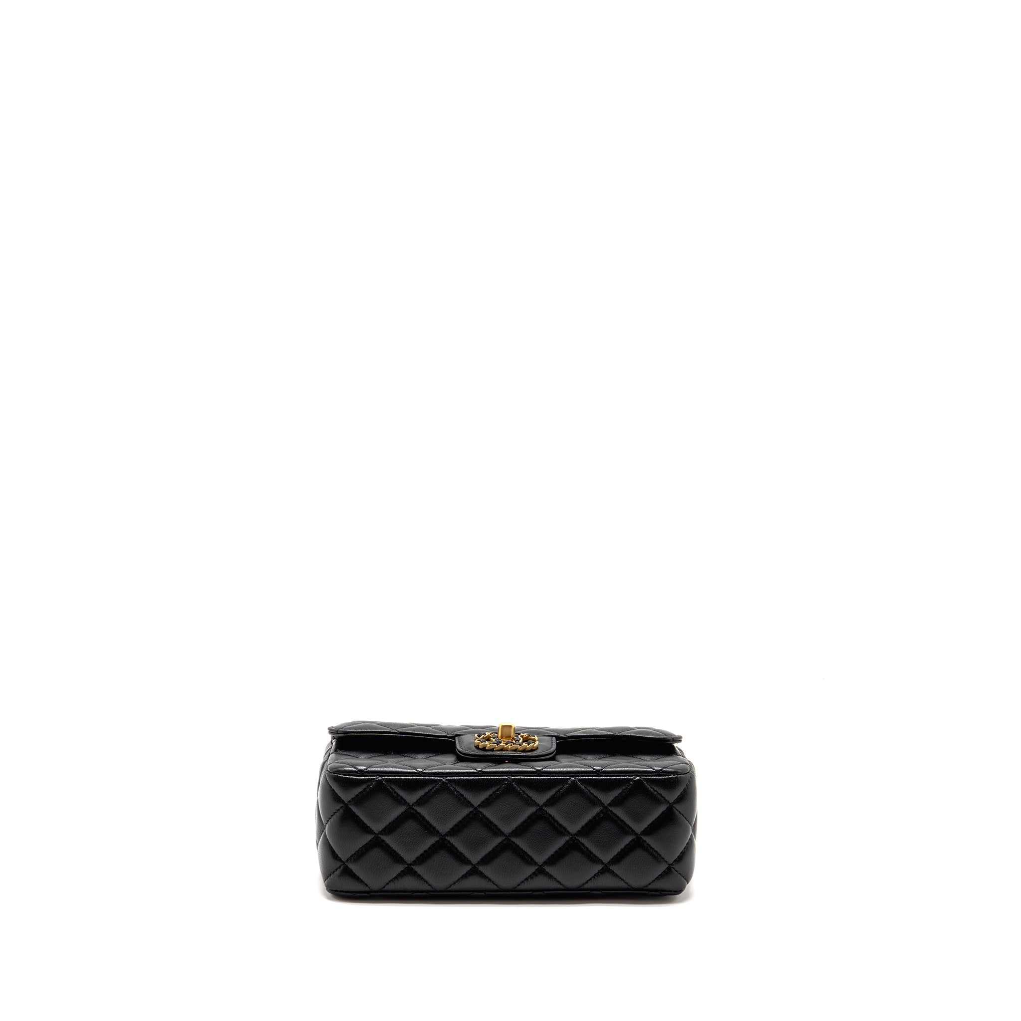 Chanel 24c Detail Top Handle Flap Bag Lambskin Black