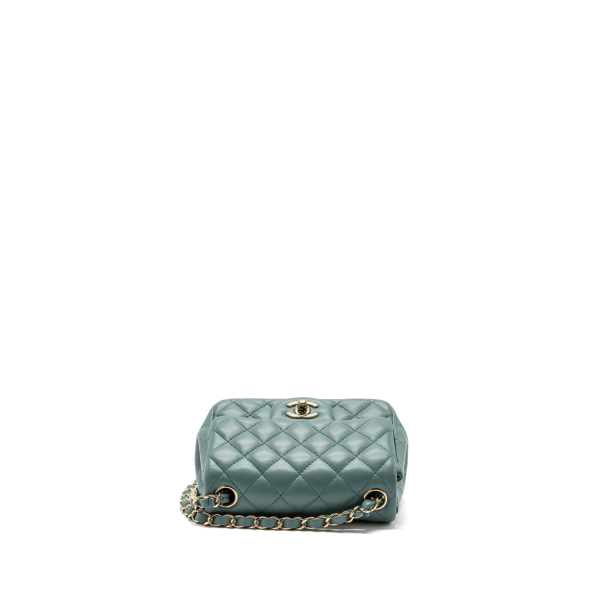 Chanel classic mini square flap bag lambskin green L (microchip)