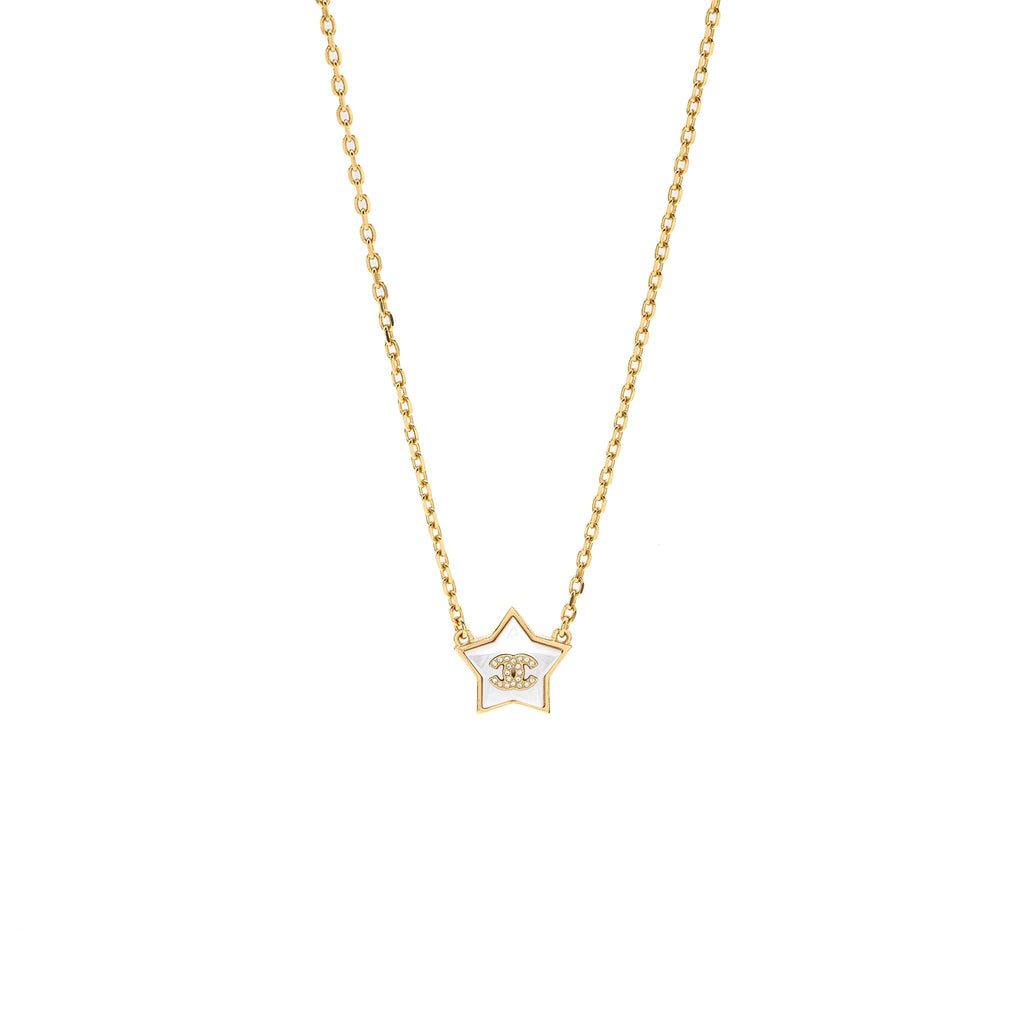 Chanel Star CC Logo Necklace Crystal/Gold Tone