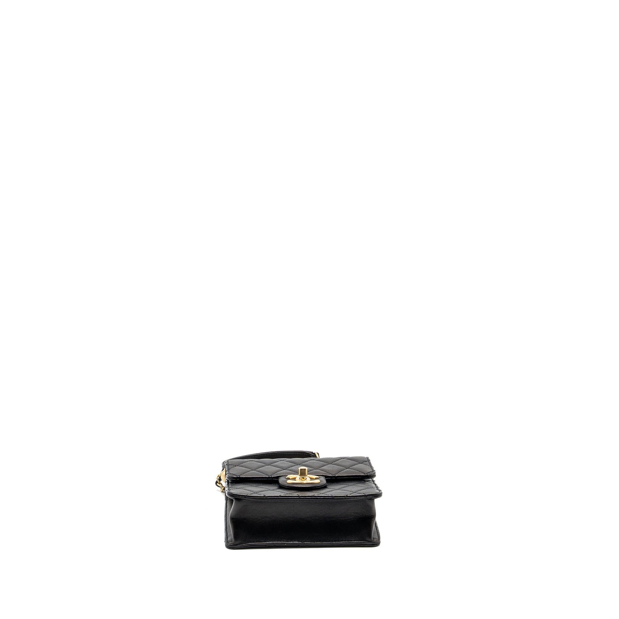 Chanel Vertical Pearl flap bag goatskin black