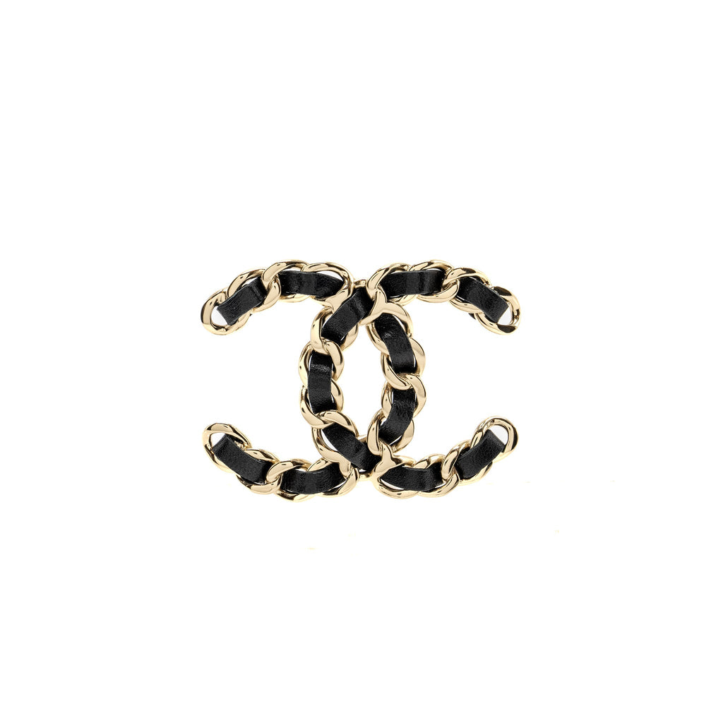 Chanel CC Logo Leather Chain Brooch L