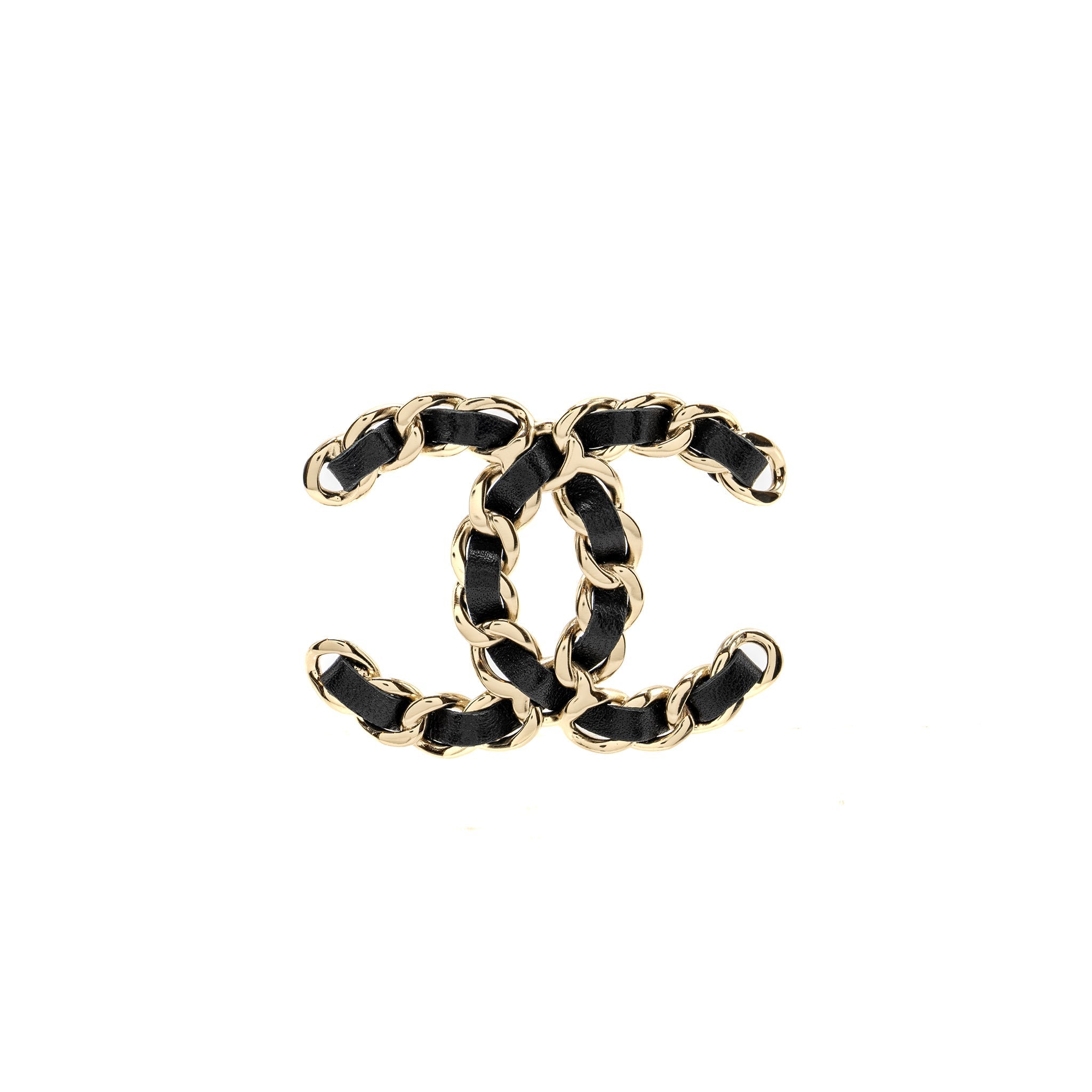 Chanel CC Logo Leather Chain Brooch L