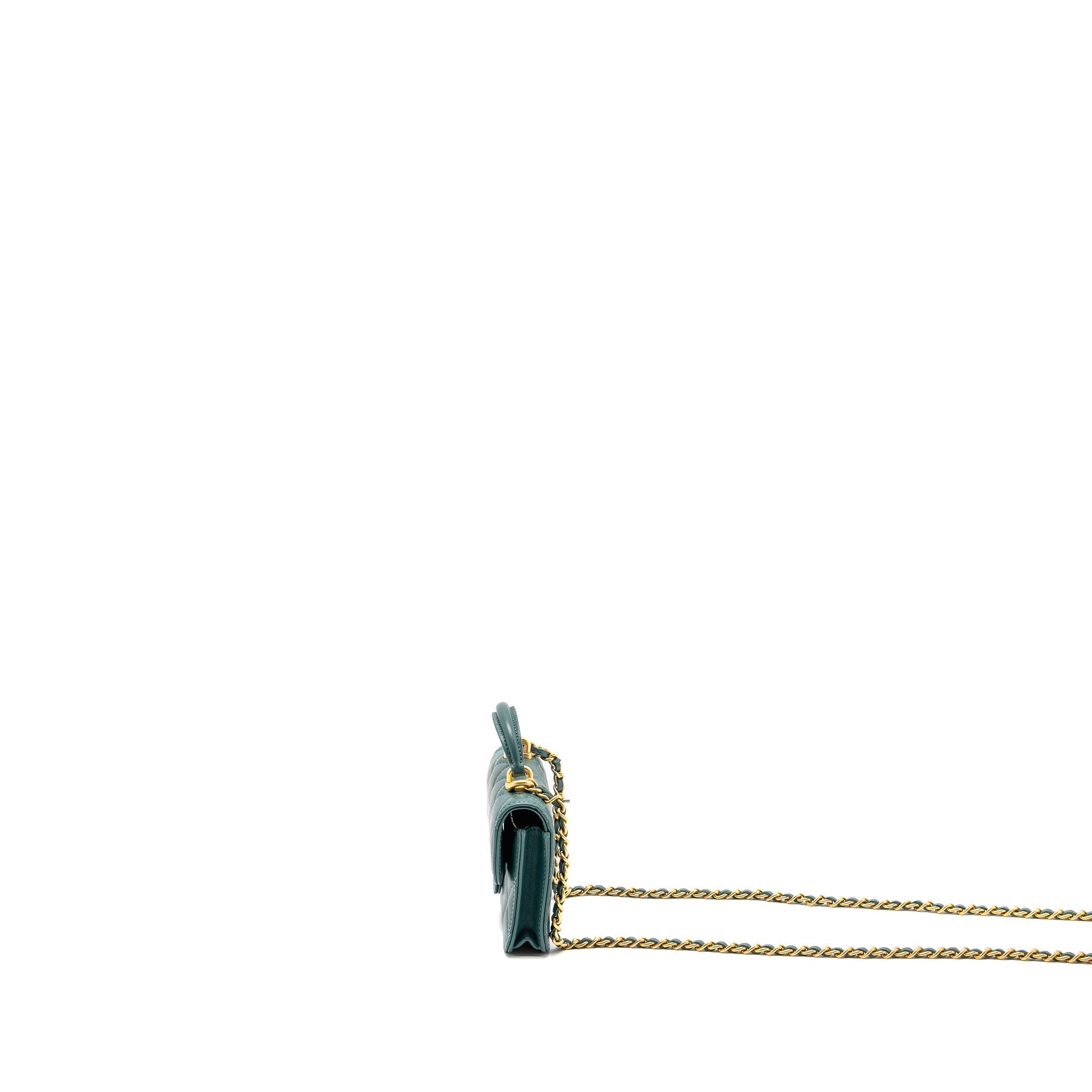 Chanel top handle mini flap bag lambskin Green