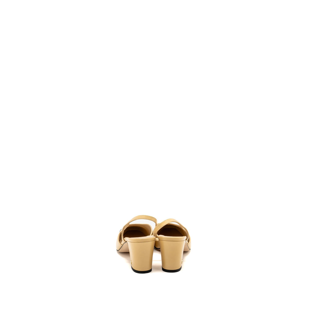 Chanel Size 37.5 Sling Back Beige/Black