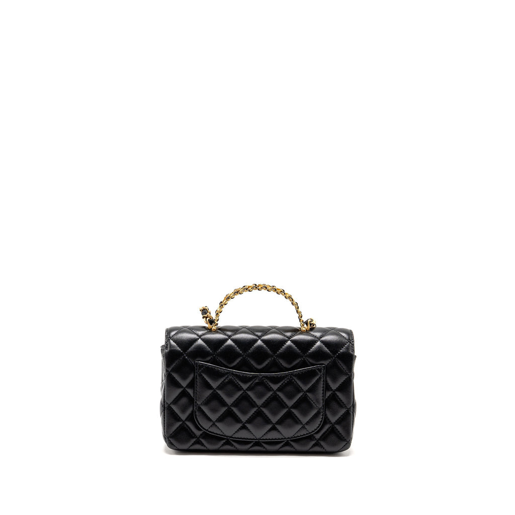 Chanel 24c Detail Top Handle Flap Bag Lambskin Black