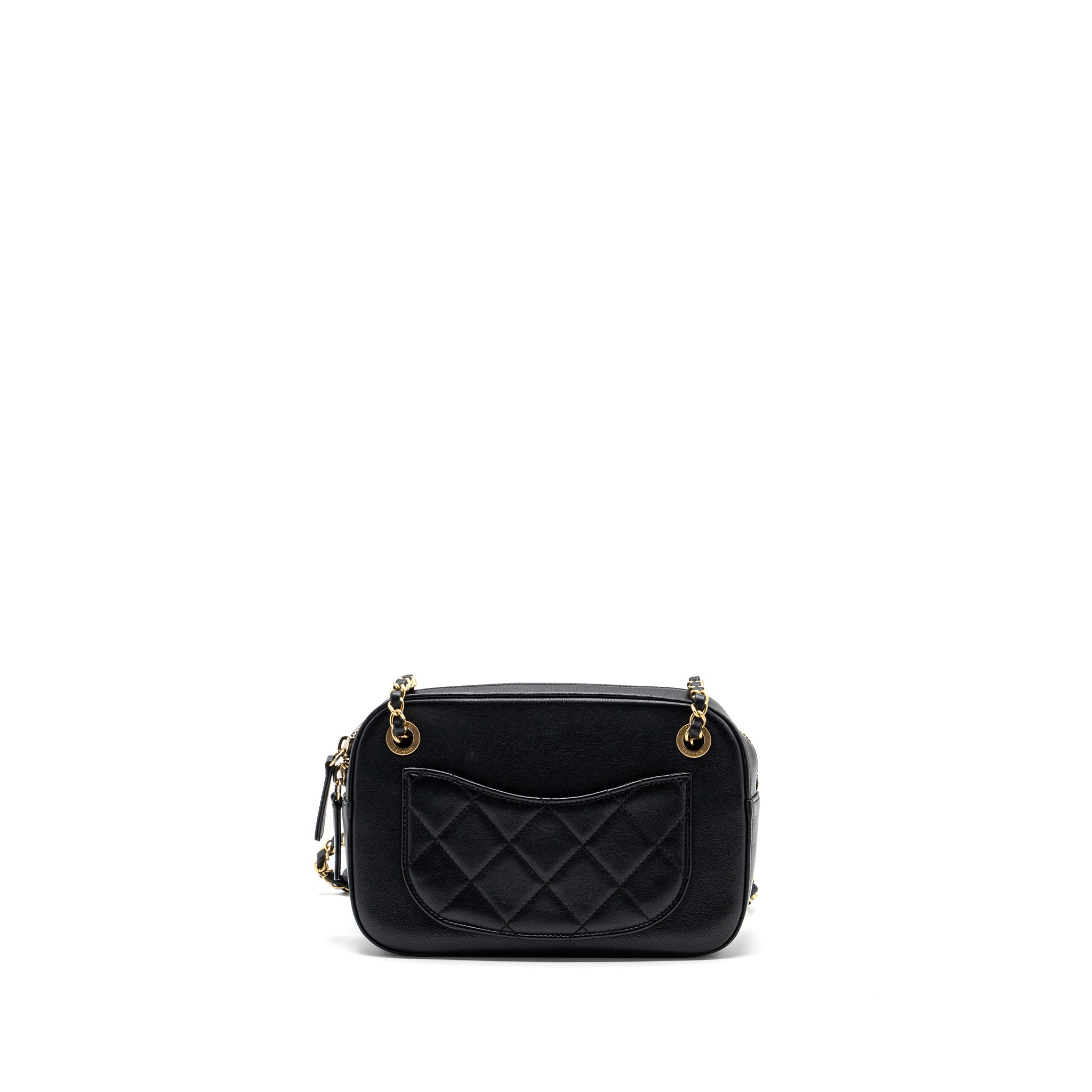 Chanel CC chain logo camera bag lambskin black