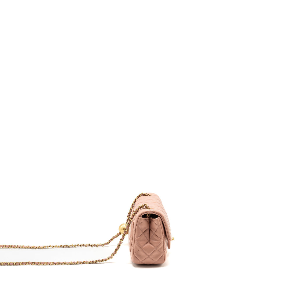 Chanel Pearl Crush Mini Square Flap Bag Lambskin Pink (Microchip)