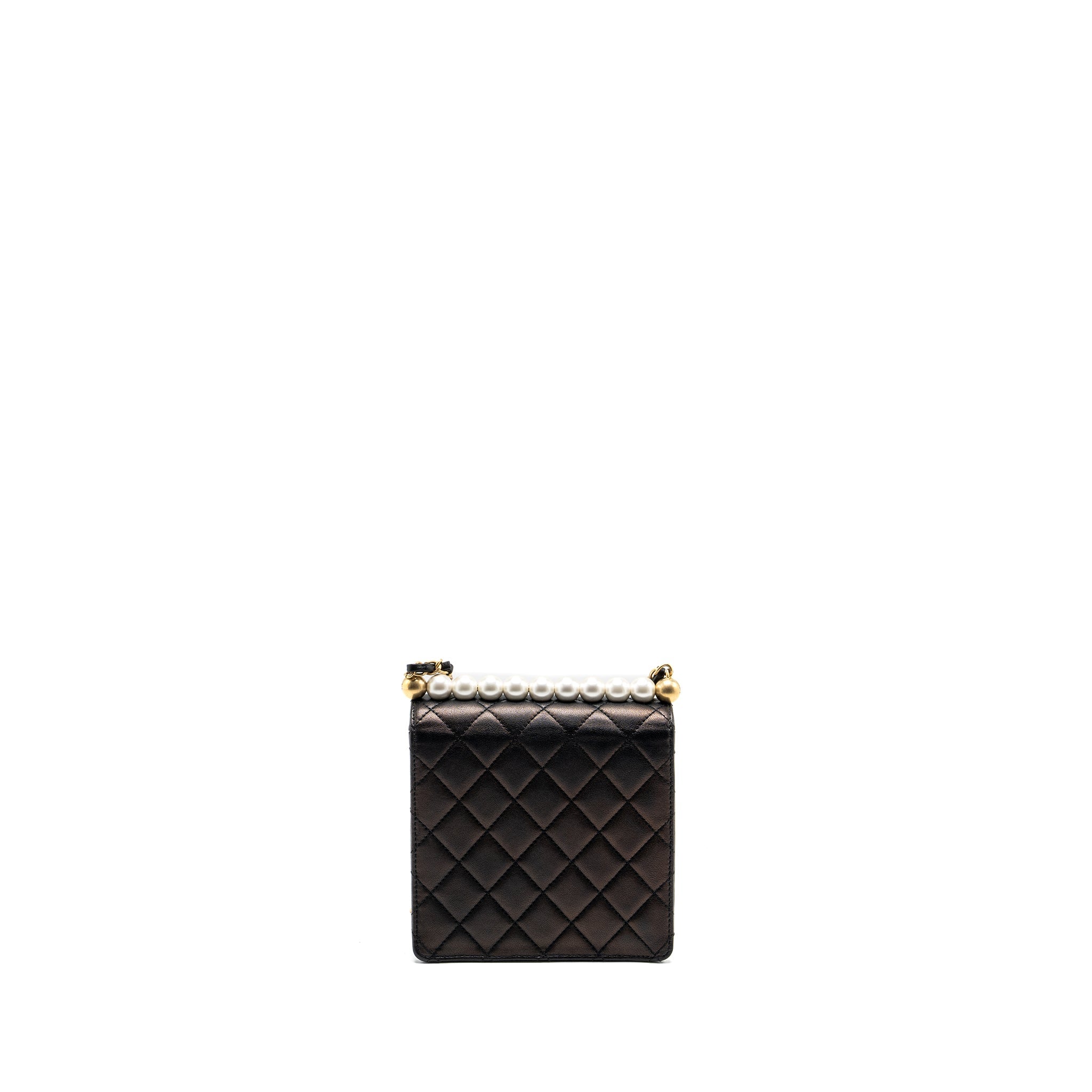 Chanel Vertical Pearl flap bag goatskin black