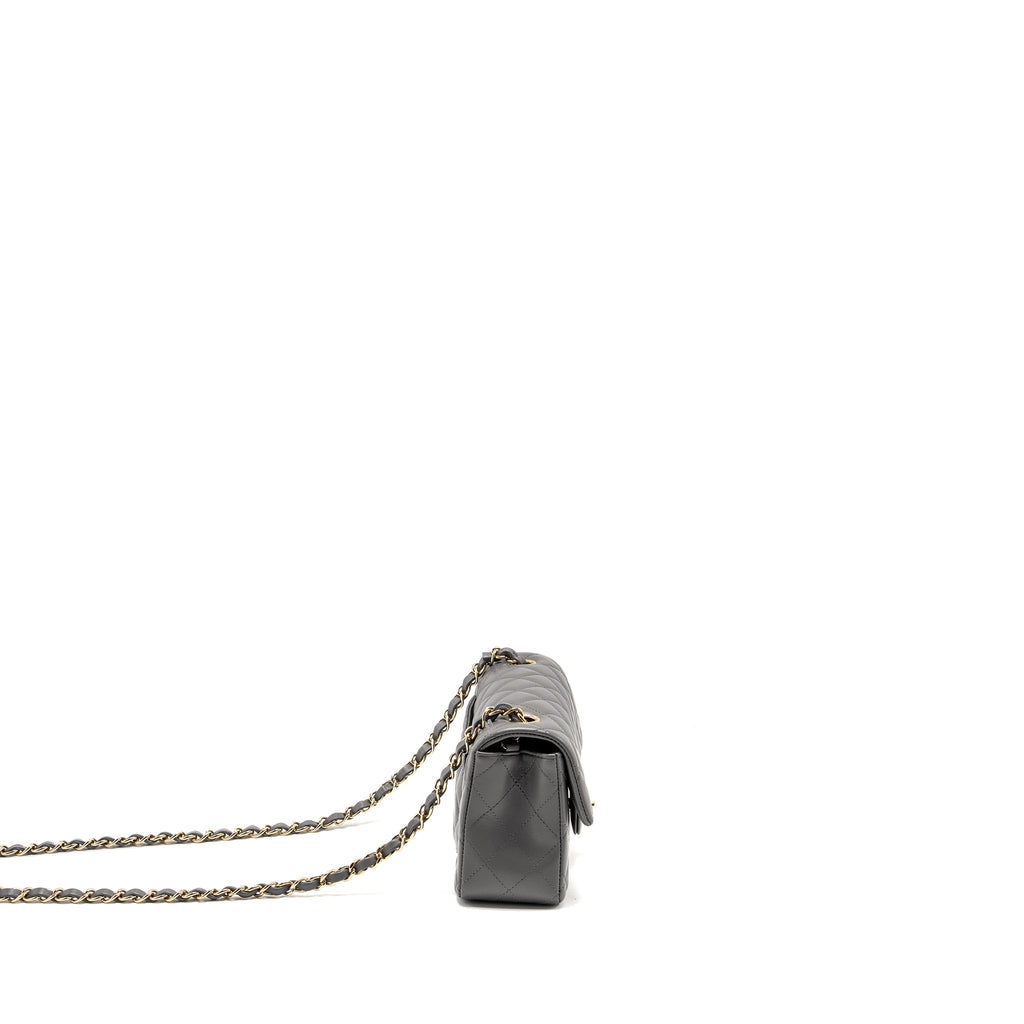 Chanel Mini Rectangular Flap Bag Lambskin Grey L (microchip)