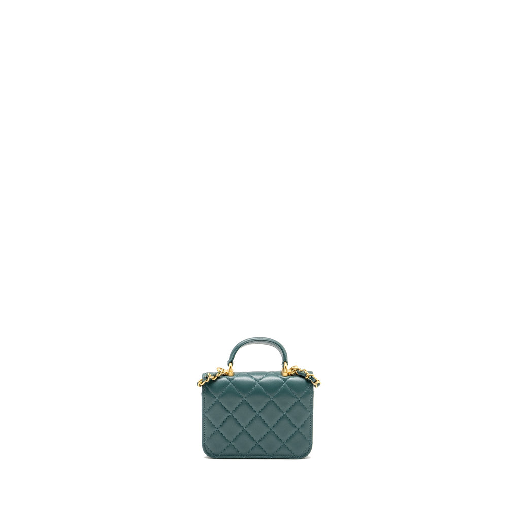 Chanel top handle mini flap bag lambskin Green
