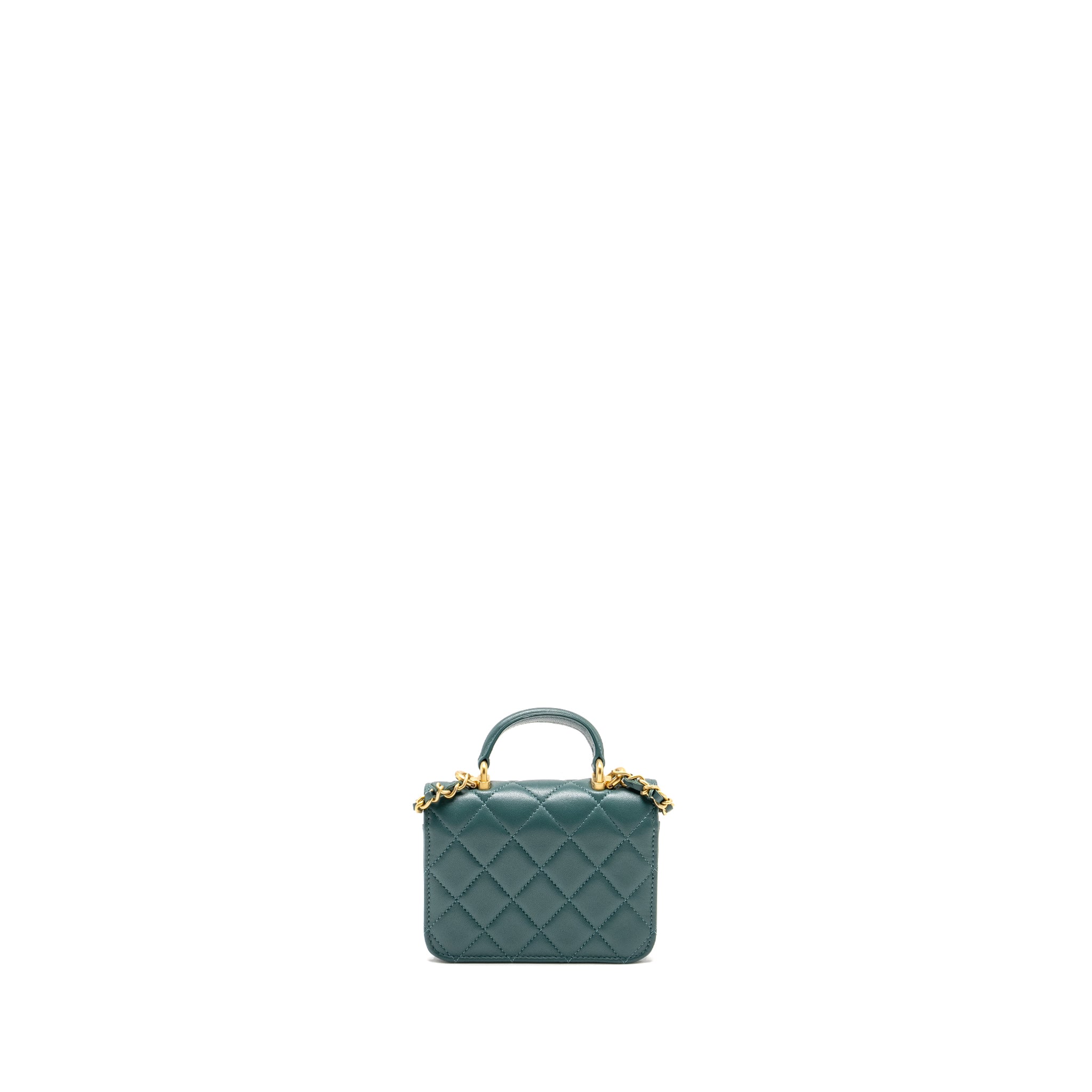 Chanel top handle mini flap bag lambskin Green