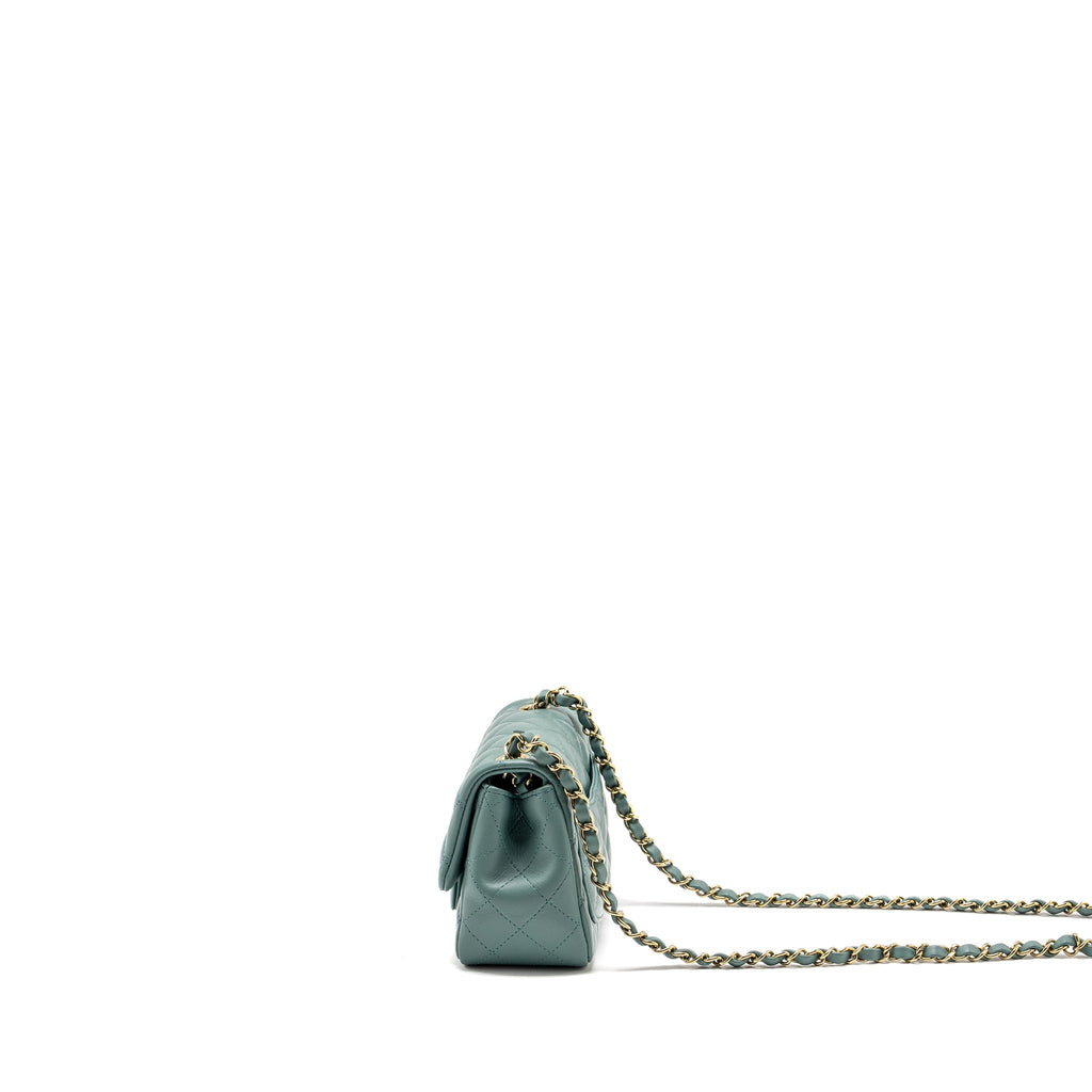Chanel Mini Square Flap Bag Lambskin Green L (Microchip)