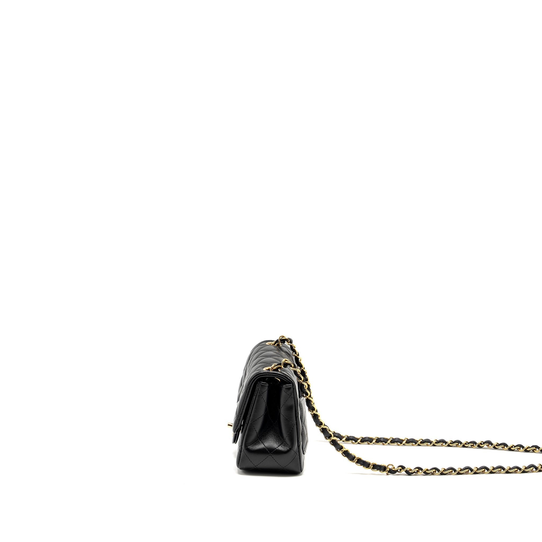 Chanel mini square flap Bag lambskin Black L (Microchip)