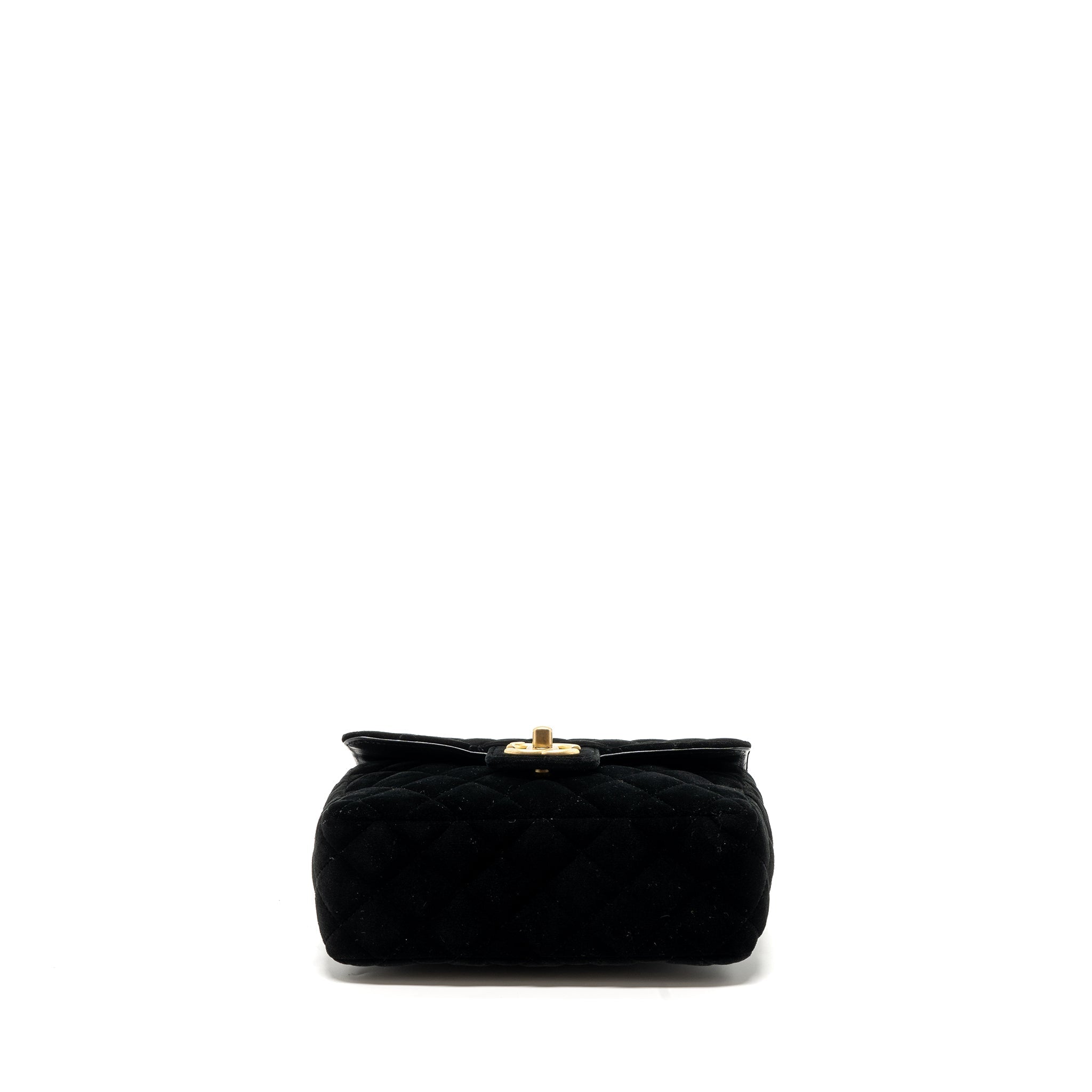 Chanel 22B Chanel on chains square flap bag velvet black  (Microchip)