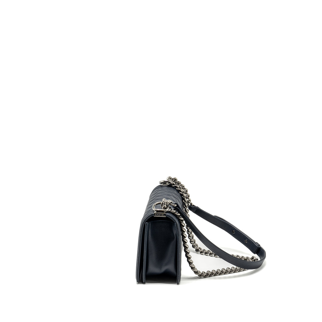 CHANEL Medium Boy Bag Calfskin Navy