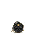 Chanel Round Vanity With Chain Lambskin Black  (microchip) no