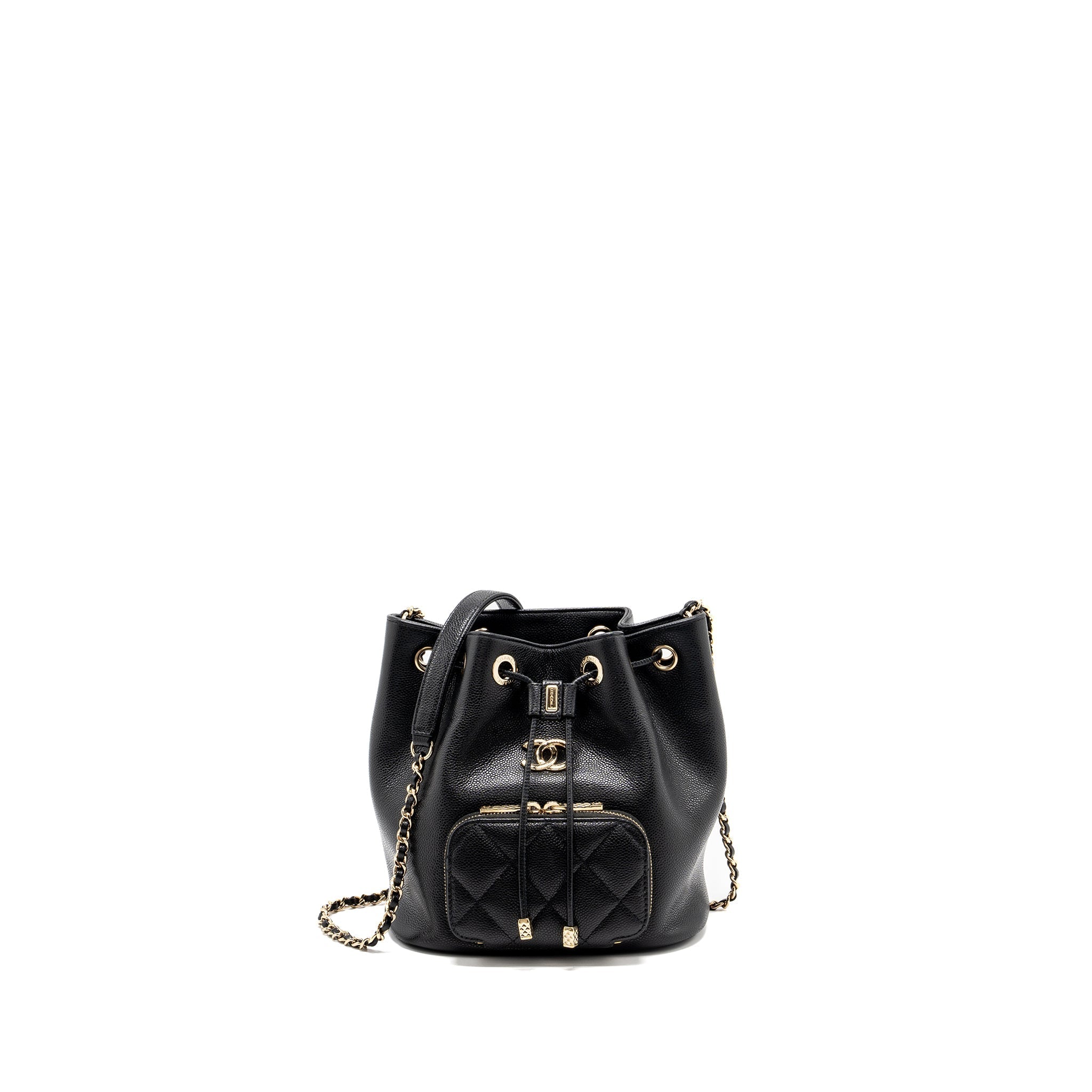Chanel Business Affinity Drawstring Bucket Bag Caviar Black