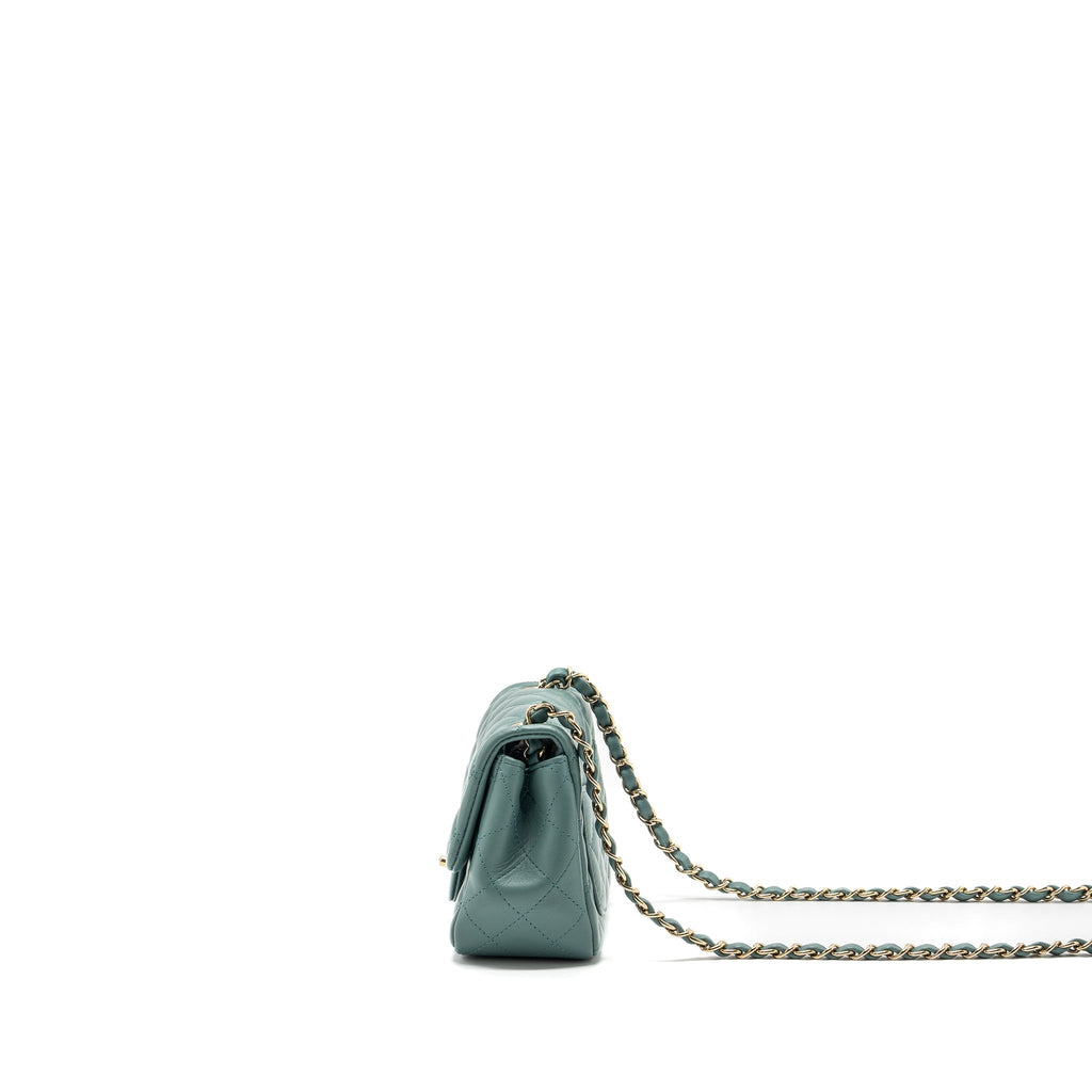 Chanel classic mini square flap bag lambskin green L (microchip)