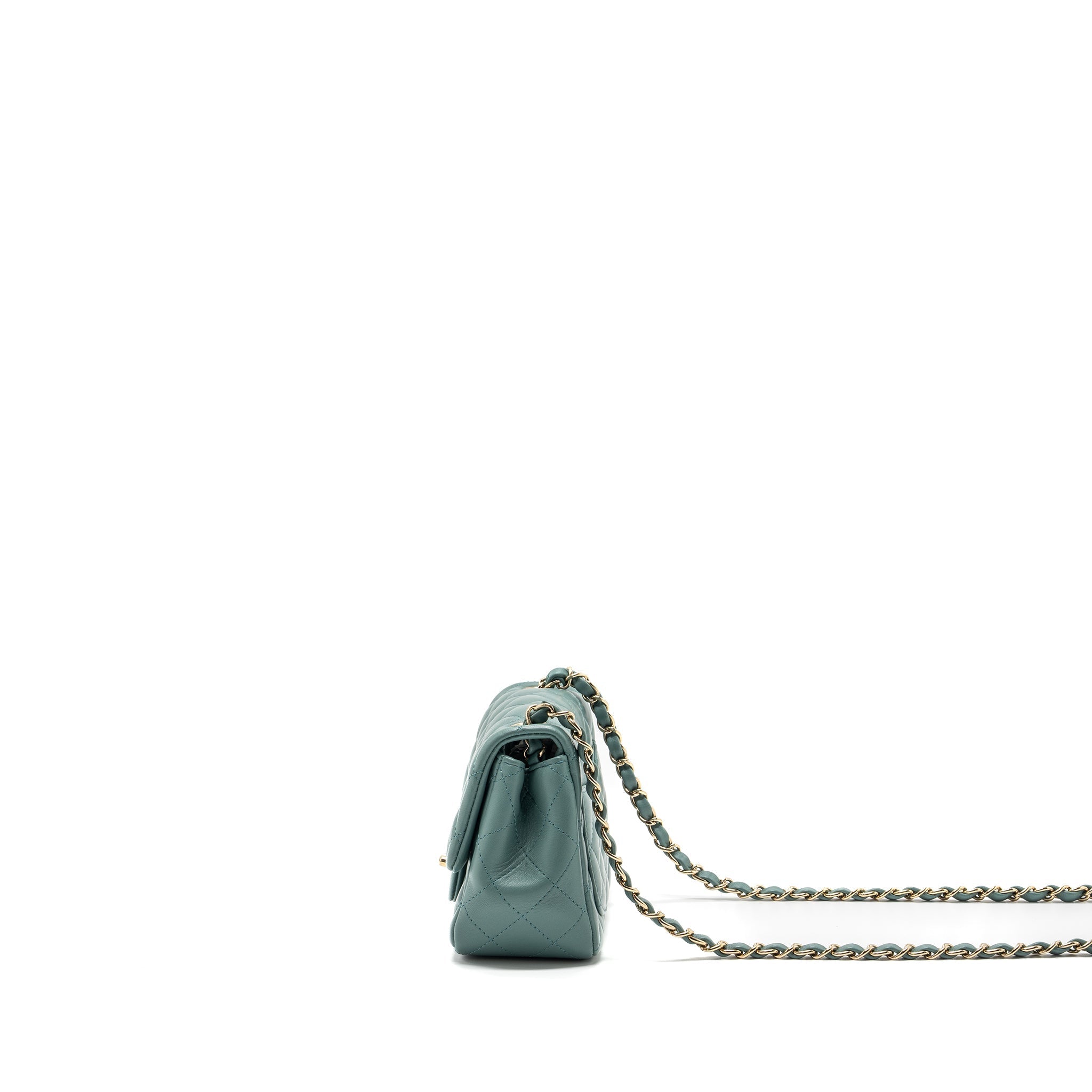 Chanel classic mini square flap bag lambskin green L (microchip)
