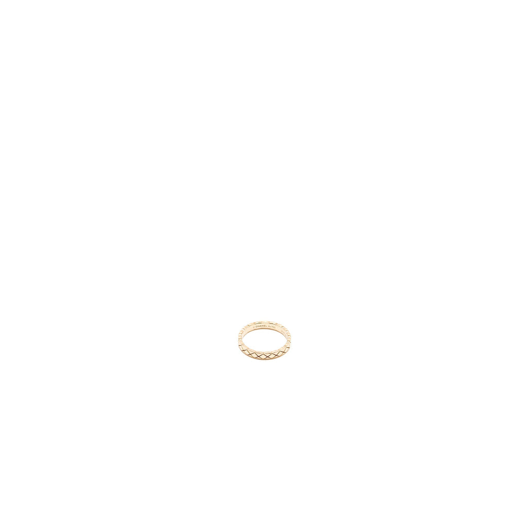 Chanel Size 55 Mini Version Coco Crush Ring Quilted Motif 18K Beige Gold