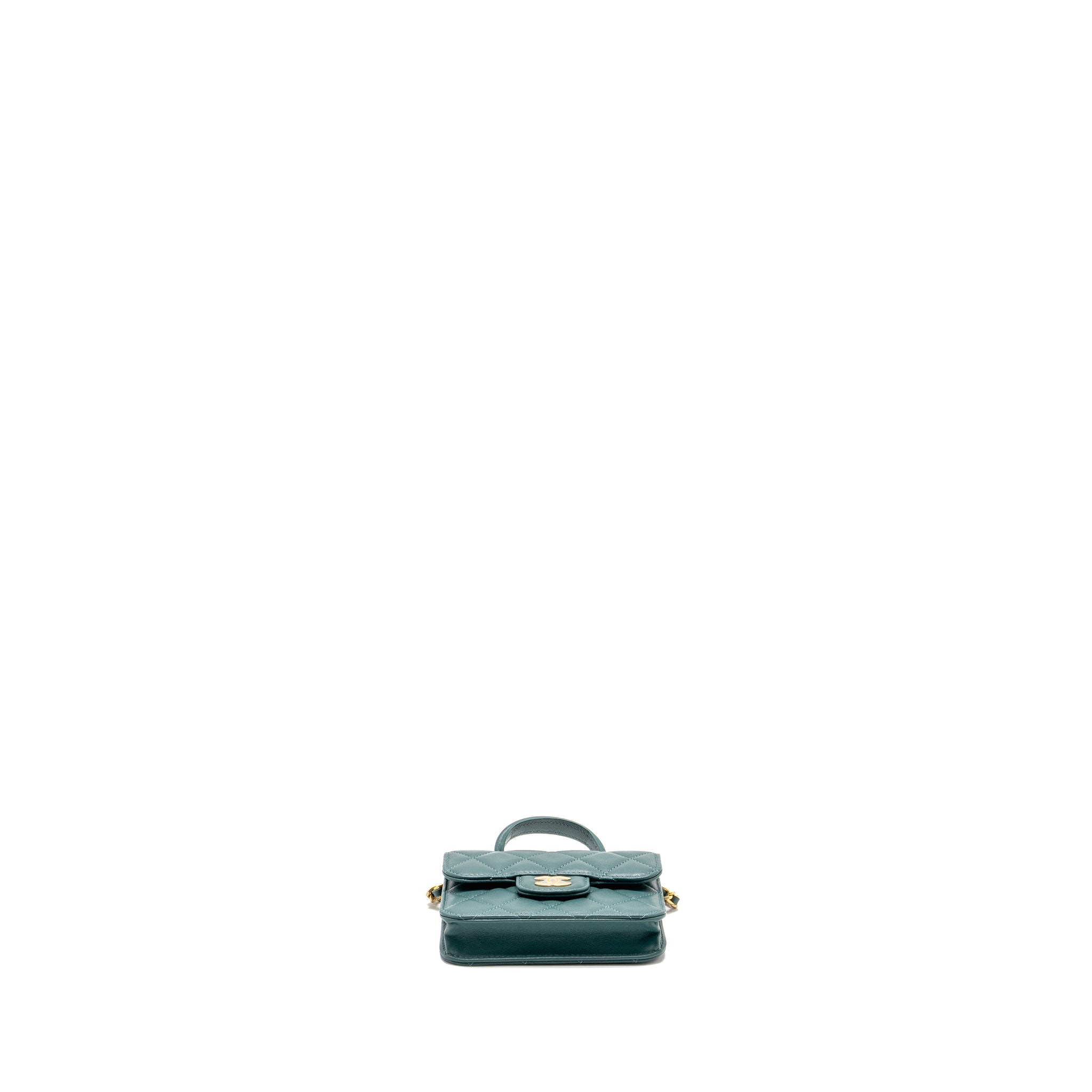 Chanel top handle mini flap bag lambskin Green