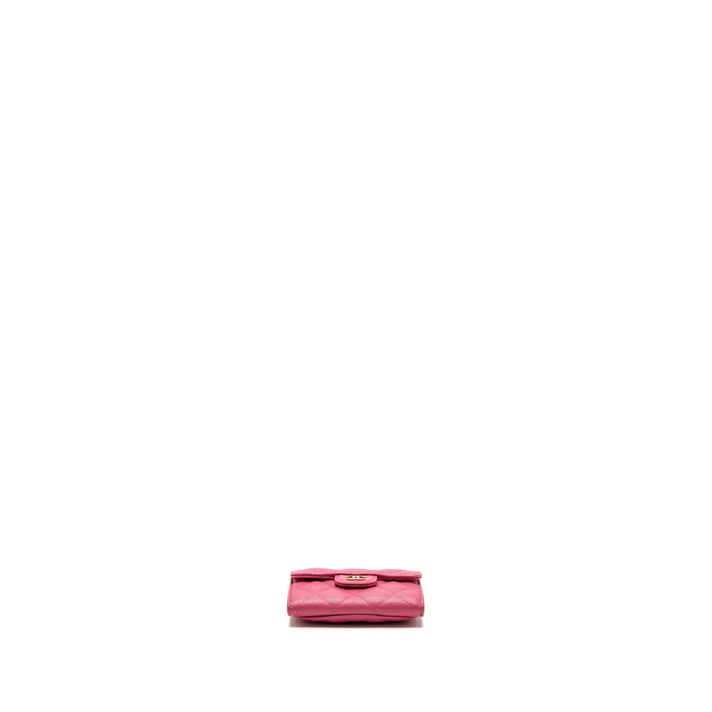 Chanel quilted small flap wallet caviar pink L