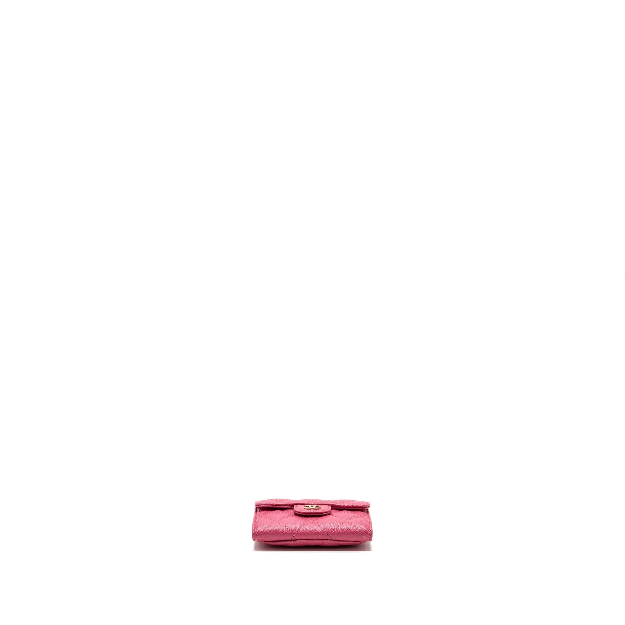 Chanel quilted small flap wallet caviar pink L
