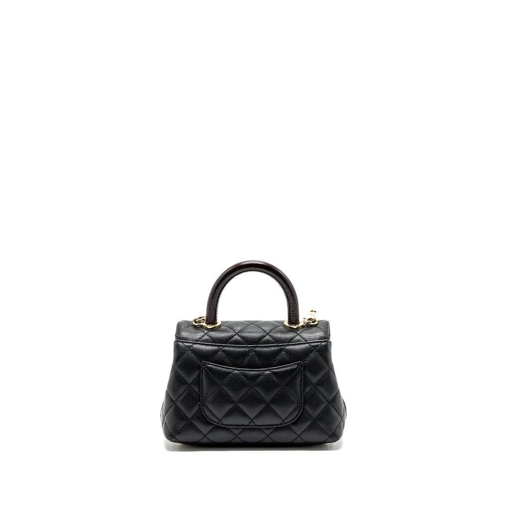 Chanel Coco Handle Extra Mini With Lizard Embossed Handle Caviar Black L(microchip)