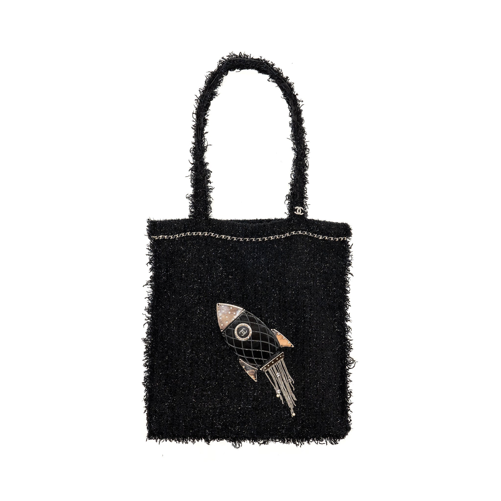 Chanel rocket tote bag tweed black