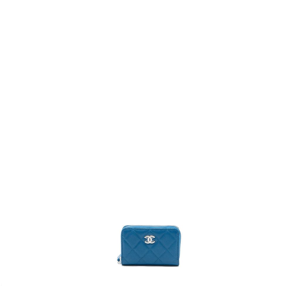 Chanel Small Zip Card Holder Caviar Blue