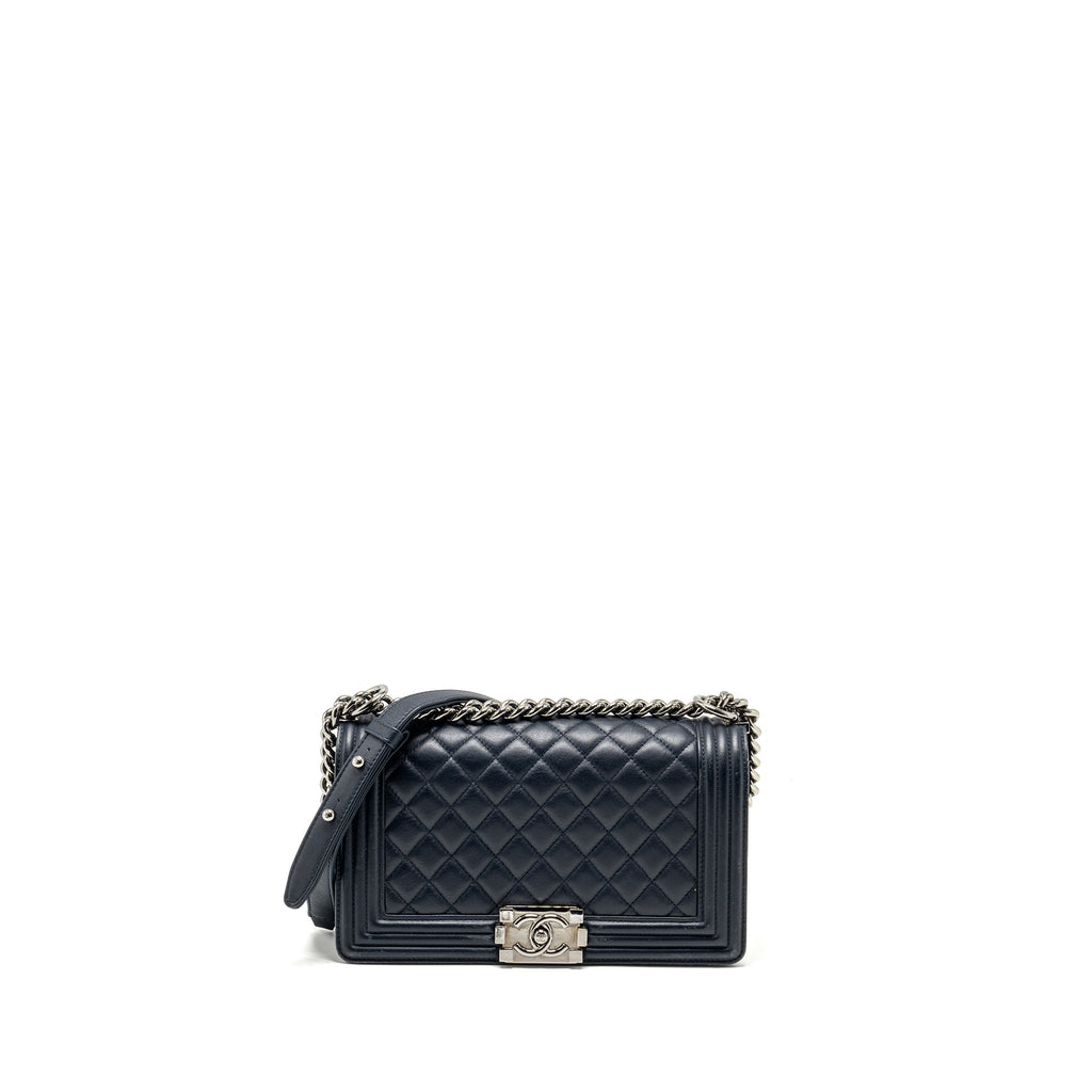 CHANEL Medium Boy Bag Calfskin Navy