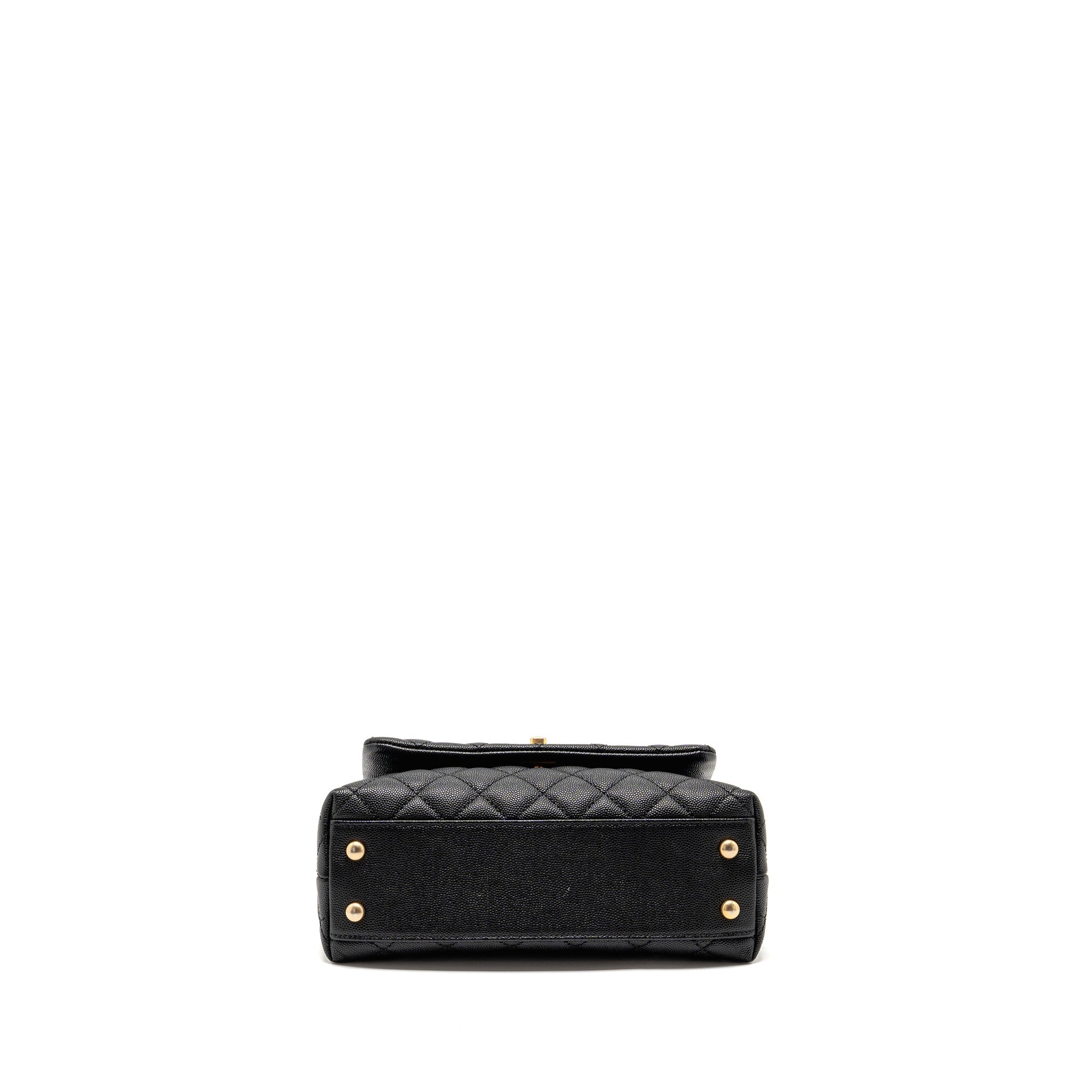 Chanel Small Coco Handle with Python Handle caviar Black/Burgundy