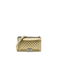 Chanel medium boy bag patent light gold / silver