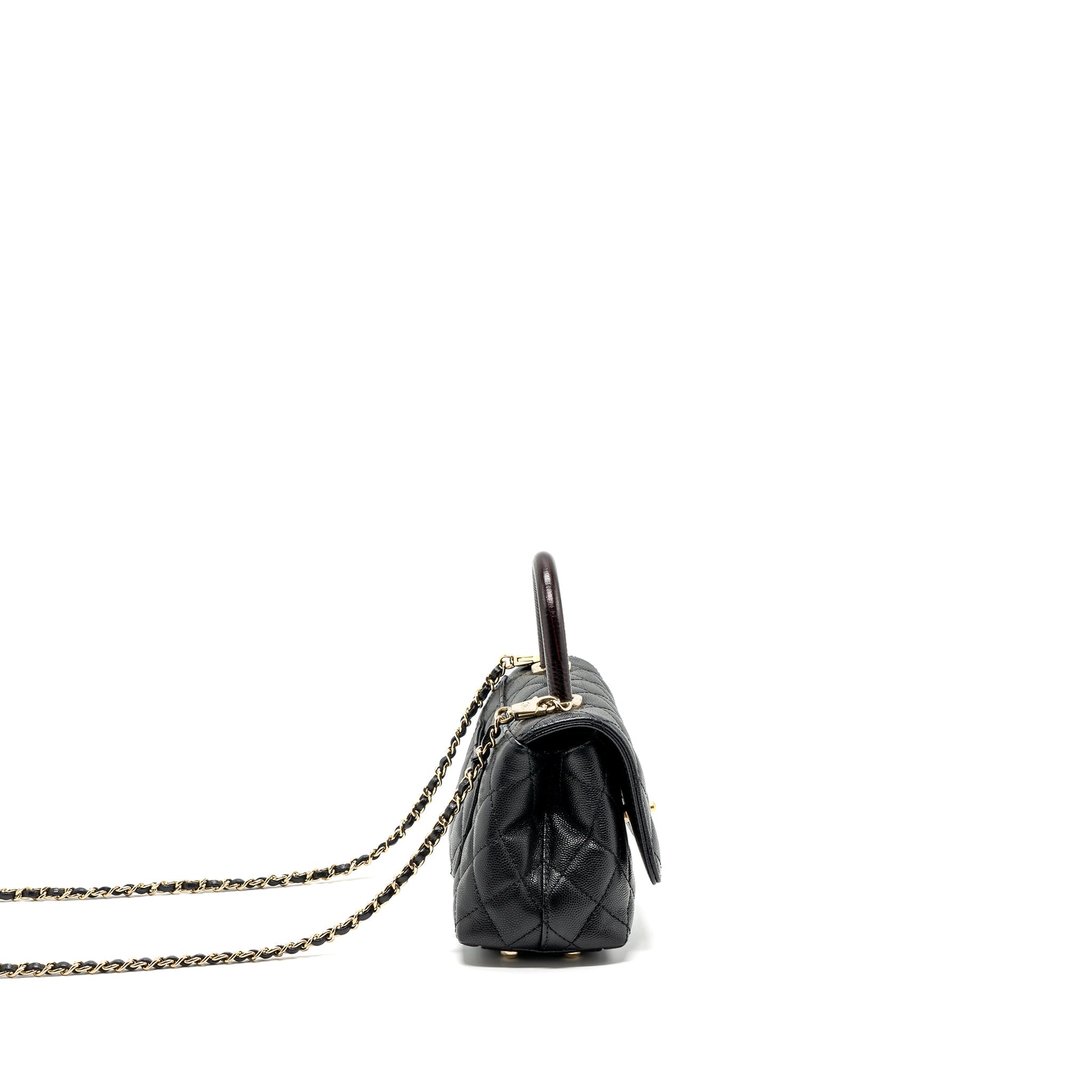 Chanel Coco Handle Extra Mini With Lizard Embossed Handle Caviar Black L(microchip)