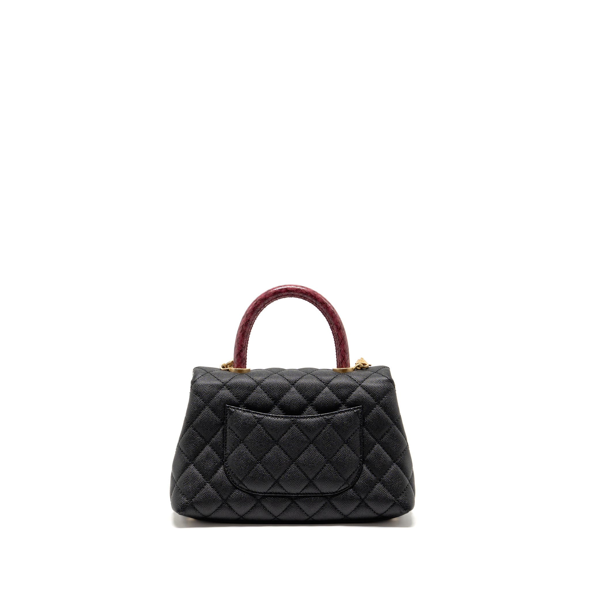 Chanel Small Coco Handle with Python Handle caviar Black/Burgundy
