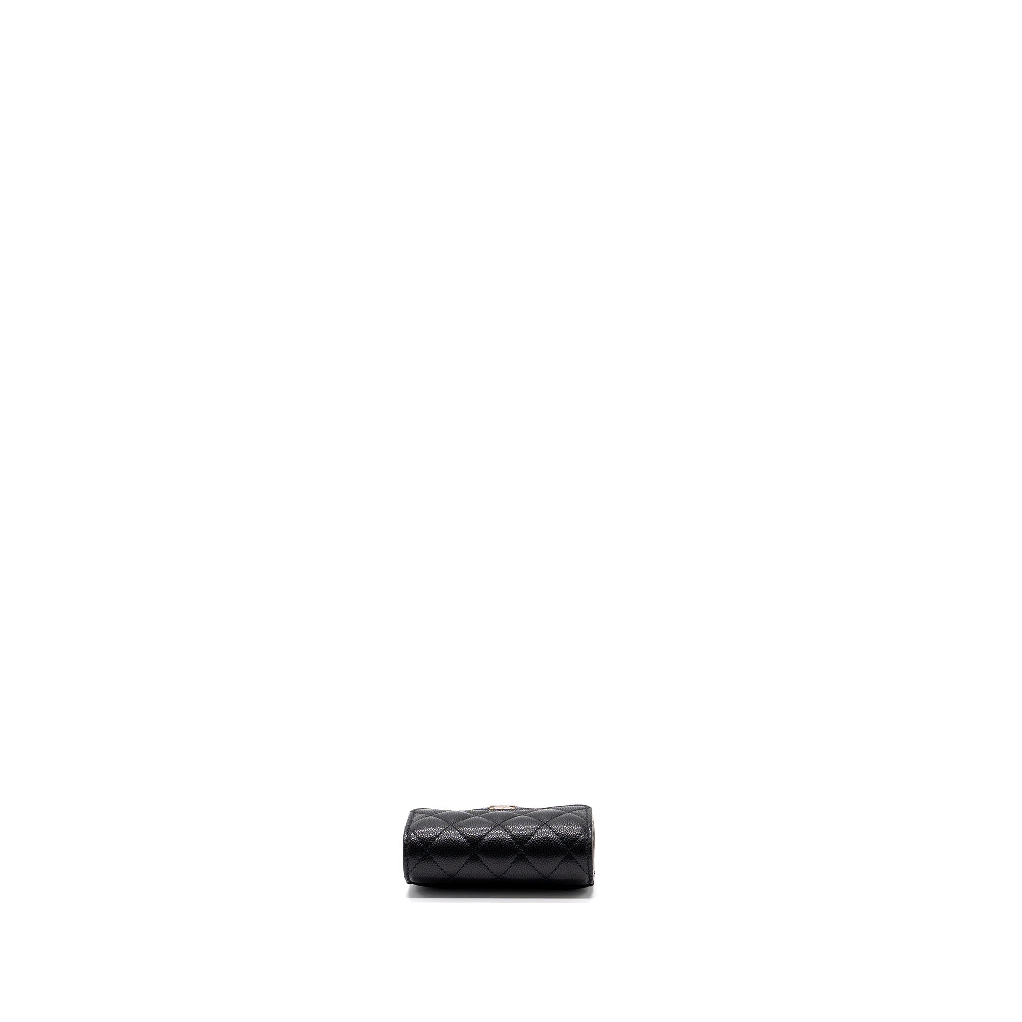 Chanel classic compact wallet caviar black  (microchip)