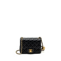 Chanel Pearl Crush Mini  Square Flap Bag Lambskin Black  (microchip)