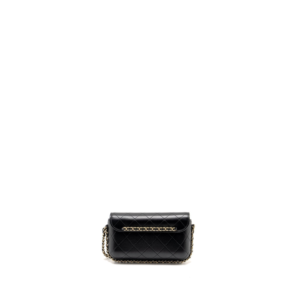 Chanel 22A Phone Case/Mini Wallet on Chain Lambskin Black L (Microchip)