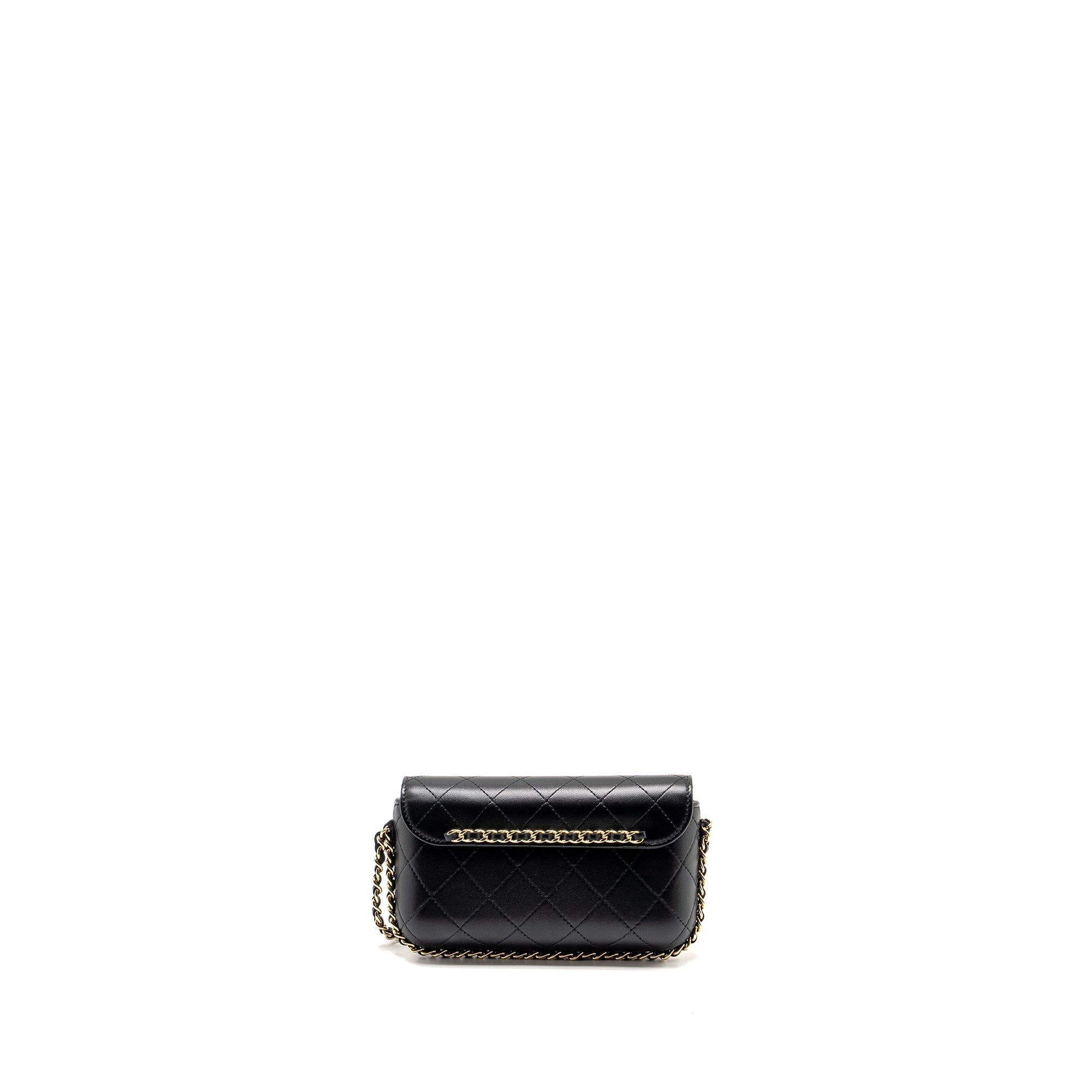 Chanel 22A Phone Case/Mini Wallet on Chain Lambskin Black L (Microchip)