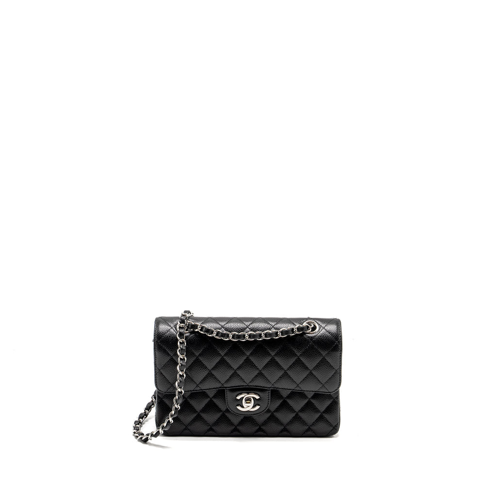 Chanel Small Classic Double Flap Bag Caviar Black  (Microchip)