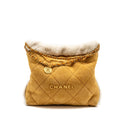 Chanel Medium 22 bag Quilted Shearling Suede Camel  (microchip)