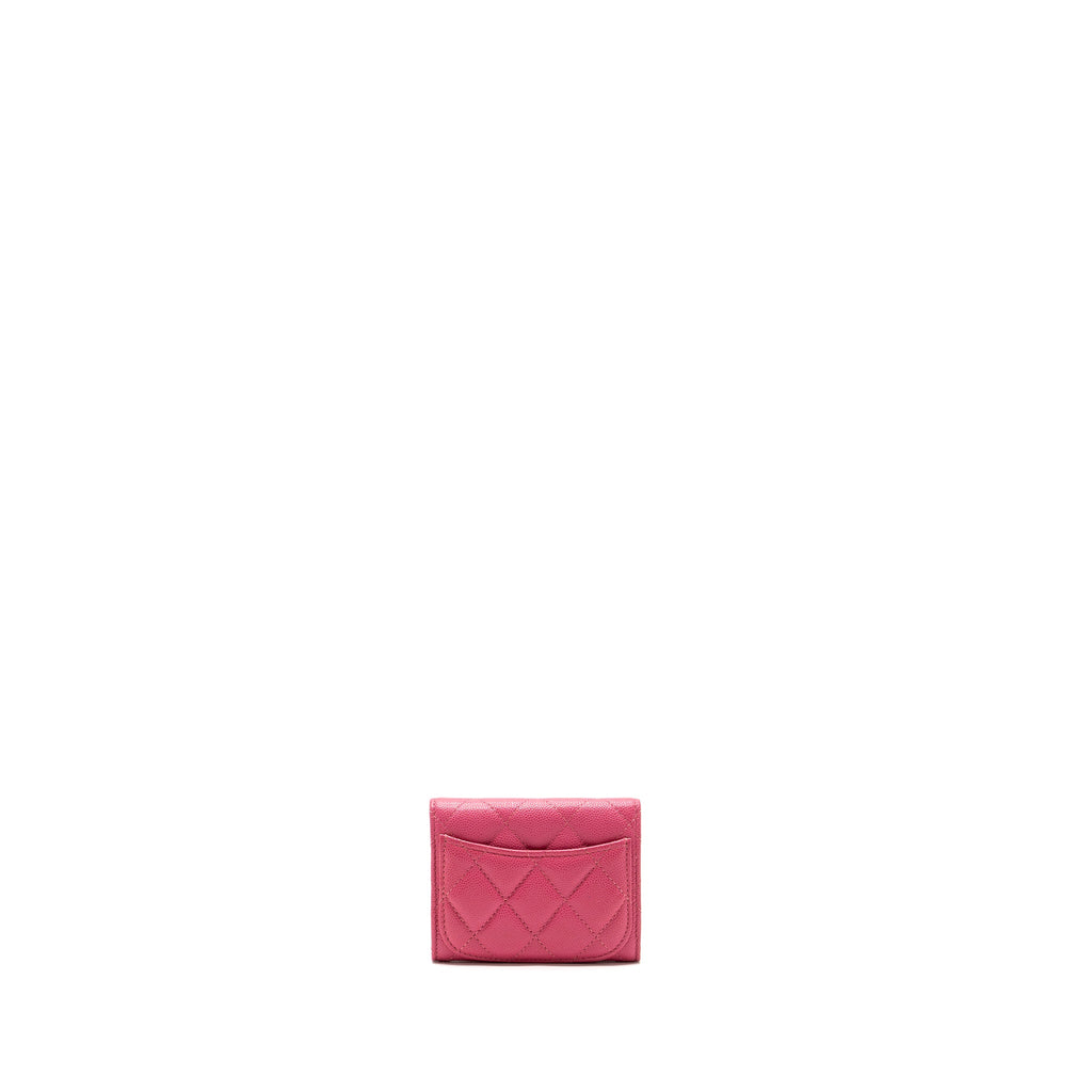 Chanel quilted small flap wallet caviar pink L