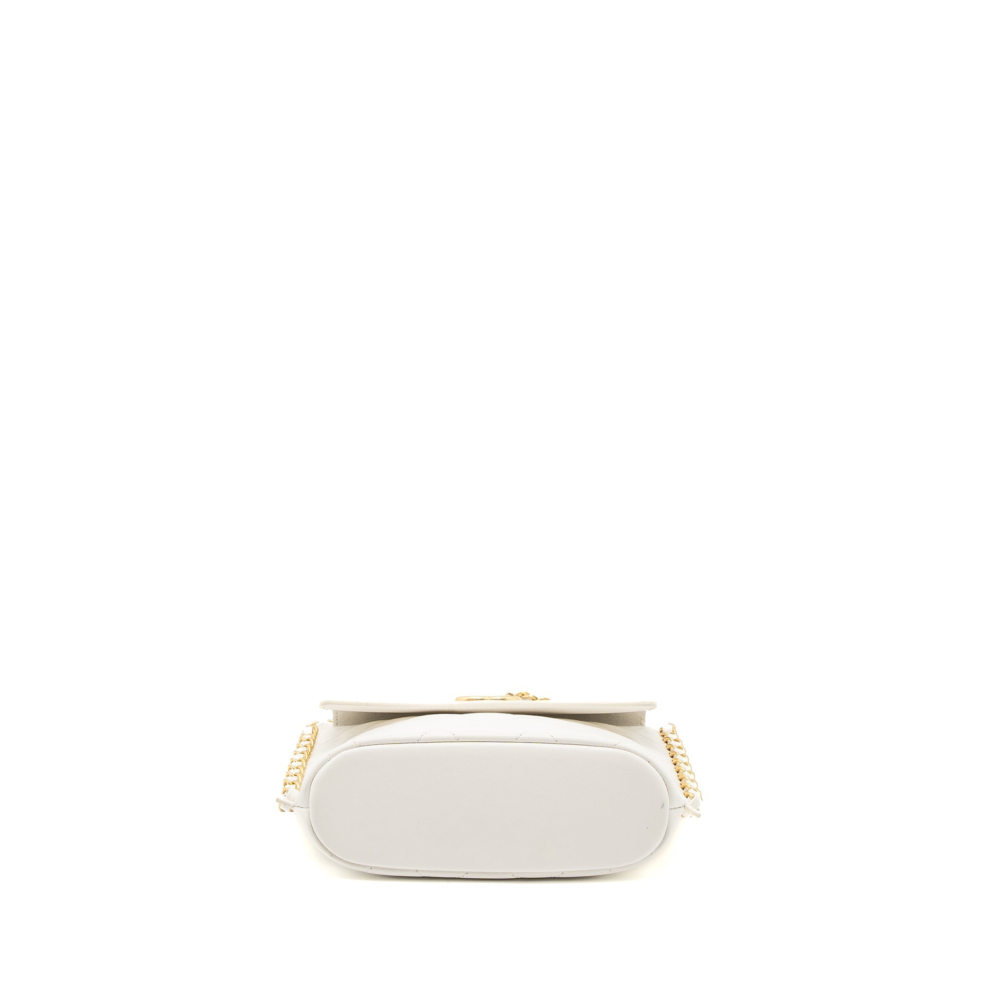 Chanel Crossbody Square Flap Bag Lambskin White Brushed