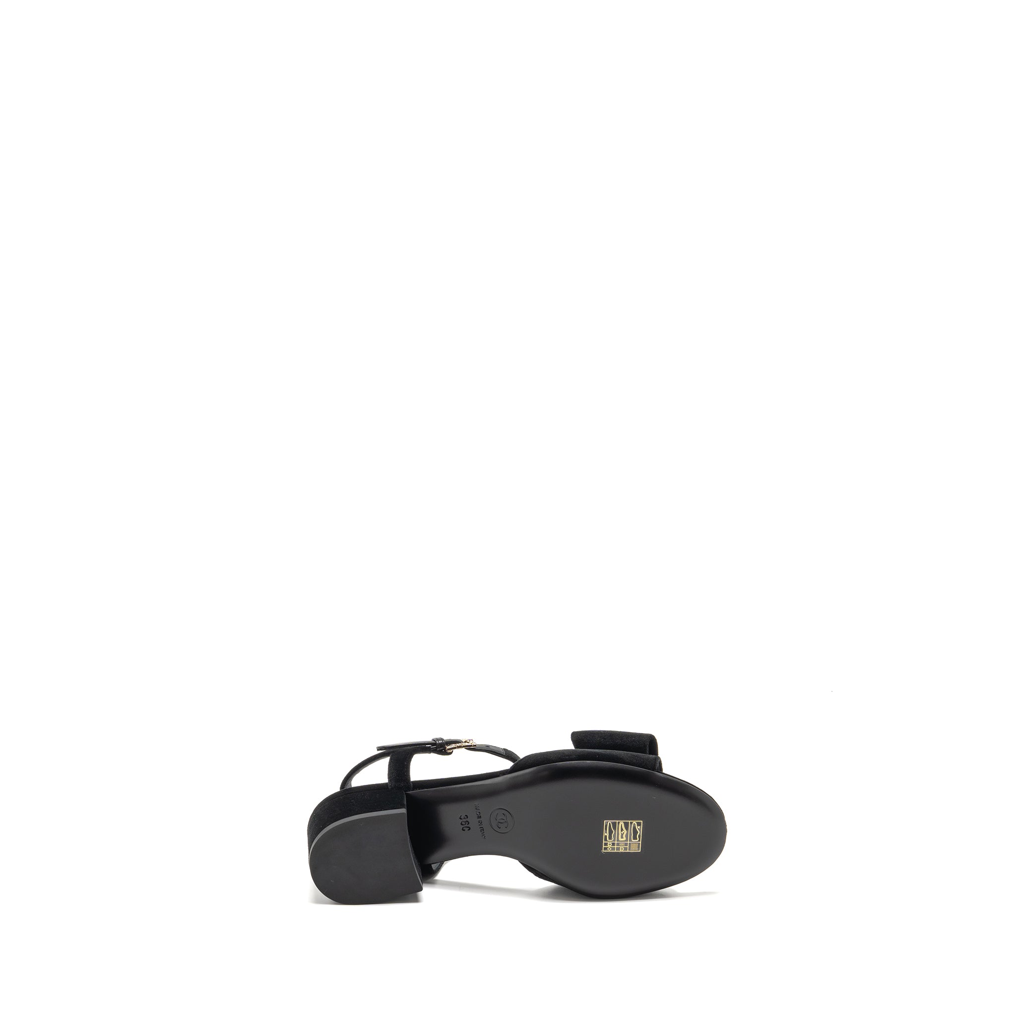 Chanel Size 36 24K Crystal CC Logo Sandals Velvet Black L