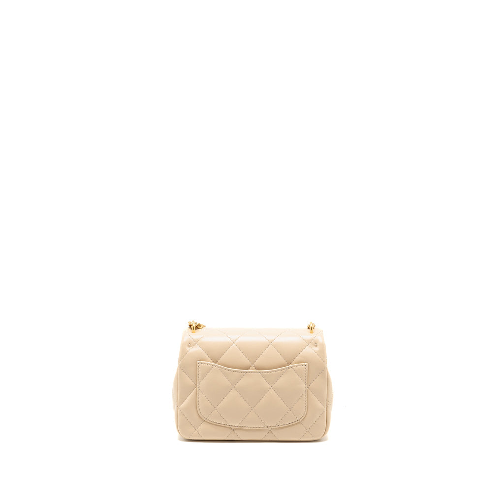 Chanel 25c Coco Love Adjustable Chain Shiny Lambskin Beige  (microchip)