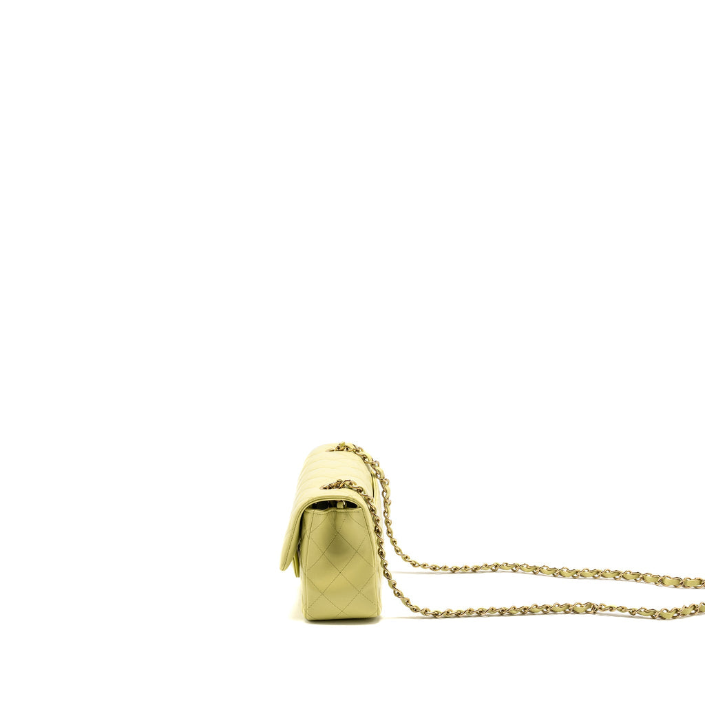 Chanel Mini Rectangular Flap Bag Lambskin Pistachio L (Microchip)