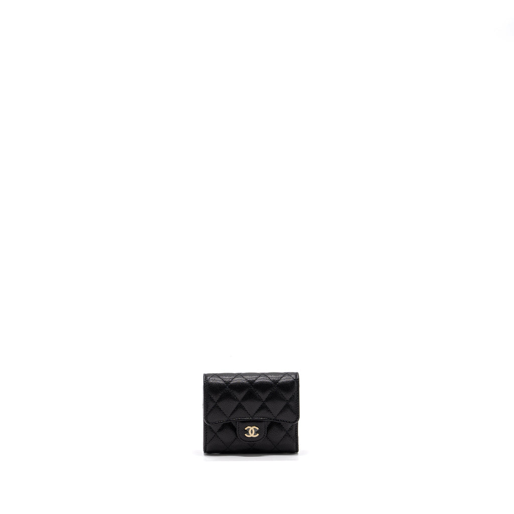 Chanel classic compact wallet caviar black  (microchip)