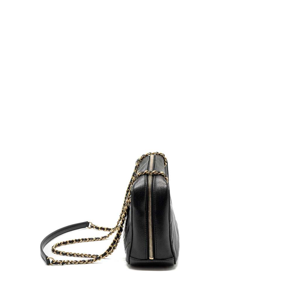 Chanel zipper camera chain bag lambskin black