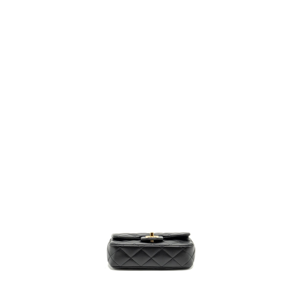 Chanel 24s Top Handle Mini Flap Bag Lambskin Black  (microchip)